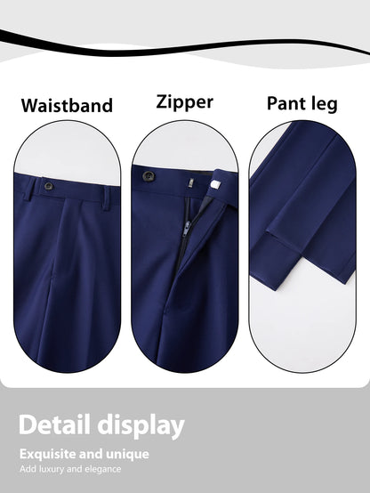 Men's 3-Piece Solid Suit Set Peak Lapel Blazer Jacket Vest Pants for Wedding Business Prom Tuxedo