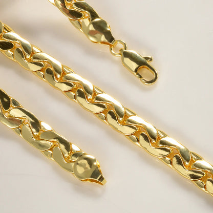 Sunny Luxury Copper Alloy Necklace Bracelet Women's Set Flat Cuban Chain Punk Style Suitable Party Jewelry Gifts
