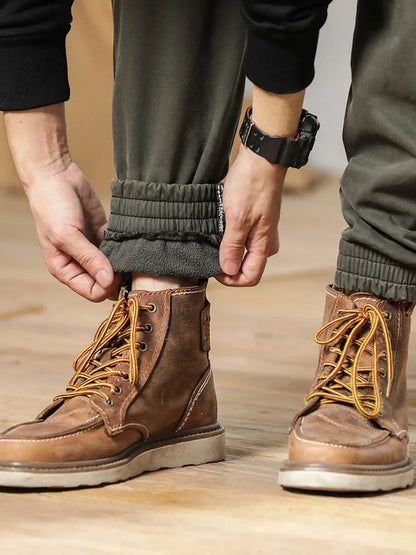 2023 New Multi-Pockets Winter Cargo Pants Men Fleece Liner Thick Warm Slim Fit Joggers Streetwear Casual Cotton Thermal Trousers