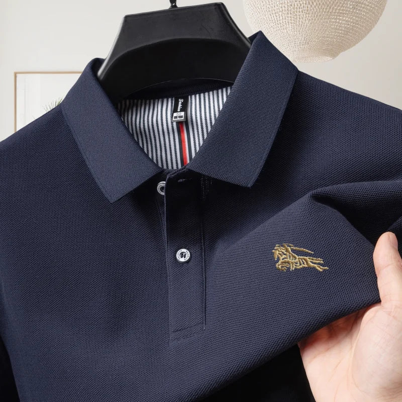 100% pure cotton luxury brand short sleeve men's polo shirt summer fashion letter embroidery design golf top breathable T-shirt