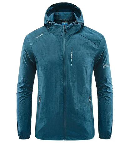 Men's UPF 50+ UV Protection Windbreaker Quick Dry Jacket Outdoor Sun-Protective Thin Hiking Fishing Cycling Hooded Sport Light