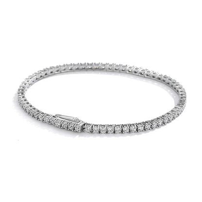 Full 2mm Violet Pink Blue White 5A Zircon Tennis Bracelet for Woman S925 Silver High Carbon All Colored Gemstone Bracelets