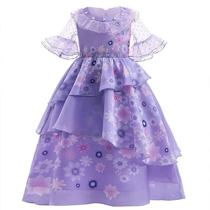 Girls Summer Dress Flower Fairy Princess Dress Children Encanto Cosplay Costumes Kids Girl Birthday Dress Fancy Party Dresses