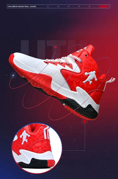 Children Basketball Shoes for Boys Girls Kids Teenagers Breathable Non-slip Lace Up Indoor Outdoor Training Sneakers Tennis Shoe