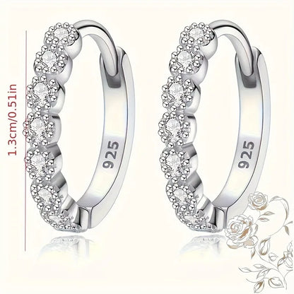 Trendy Silver Mini Stud Earrings for Women Stainless Steel Sparkling Zircon Piercing Jewelry Set Daily Party Tiny Simple