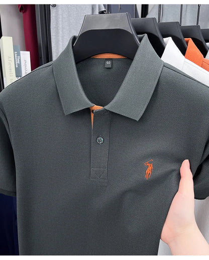 100% pure cotton high-end brand men's short sleeve polo shirt comfort lightweight summer casual T-shirt youthful fashionable top