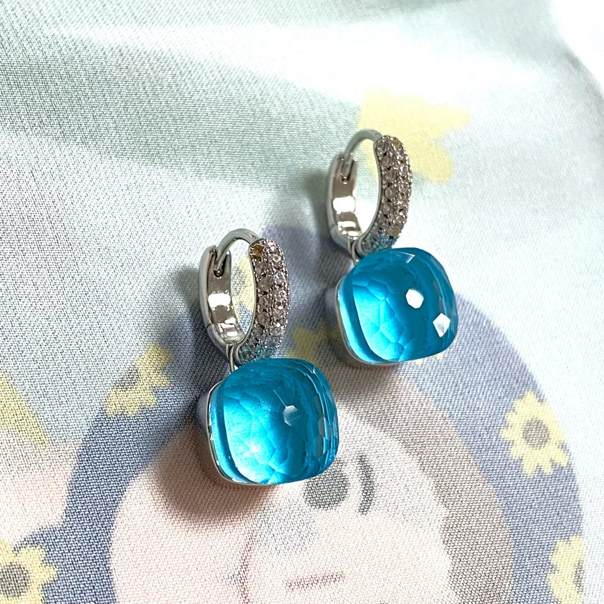 Classic Candy Color Earrings Inlay Transparent Zircon 27Colors Crystal Earrings Platinum Plated Fashion Jewelry For Women