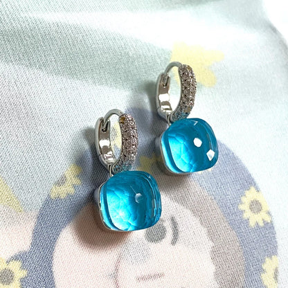 Classic Candy Color Earrings Inlay Transparent Zircon 27Colors Crystal Earrings Platinum Plated Fashion Jewelry For Women