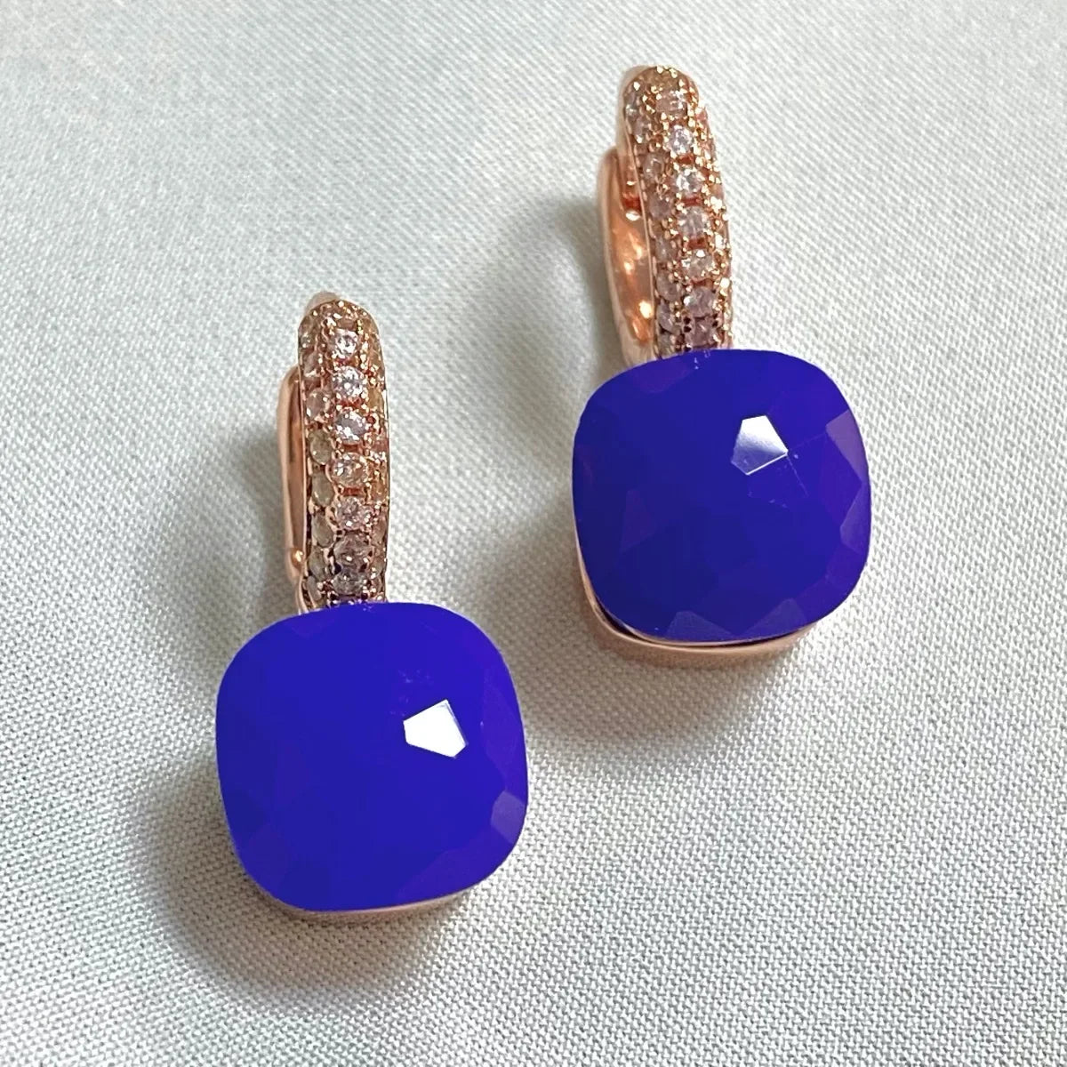 Classic Candy Color Earrings Inlay Transparent Zircon 27Colors Crystal Earrings Rose Gold Plated Fashion Jewelry For Women
