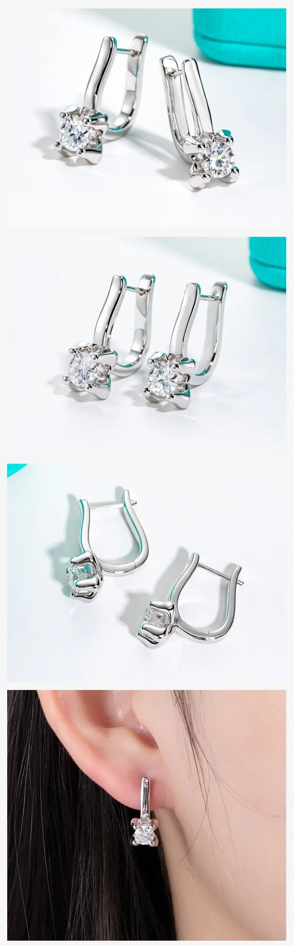 1cttw Moissanite Huggie Earrings 925 Stieerling Silver D Color Lab Created Diamond Hoop Earring For Women Jewelry