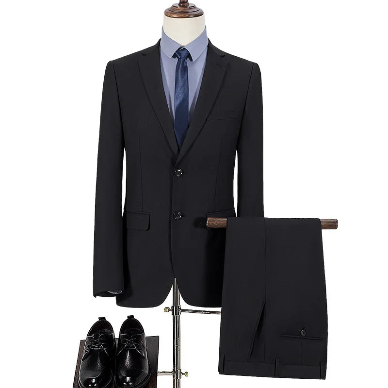 Terno S-8GG (Blazer + Calça) Masculino Moda Casual Ao Ar Livre Cavalheiro Negócios Casamento Slim-fit Formal Estilo Britânico Terno de Casamento