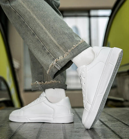 Business Casual Men's Shoes Soft Women Shoes Comfortable Casual PU Leather Shoes for Men Autumn Solid White Men Sneakers