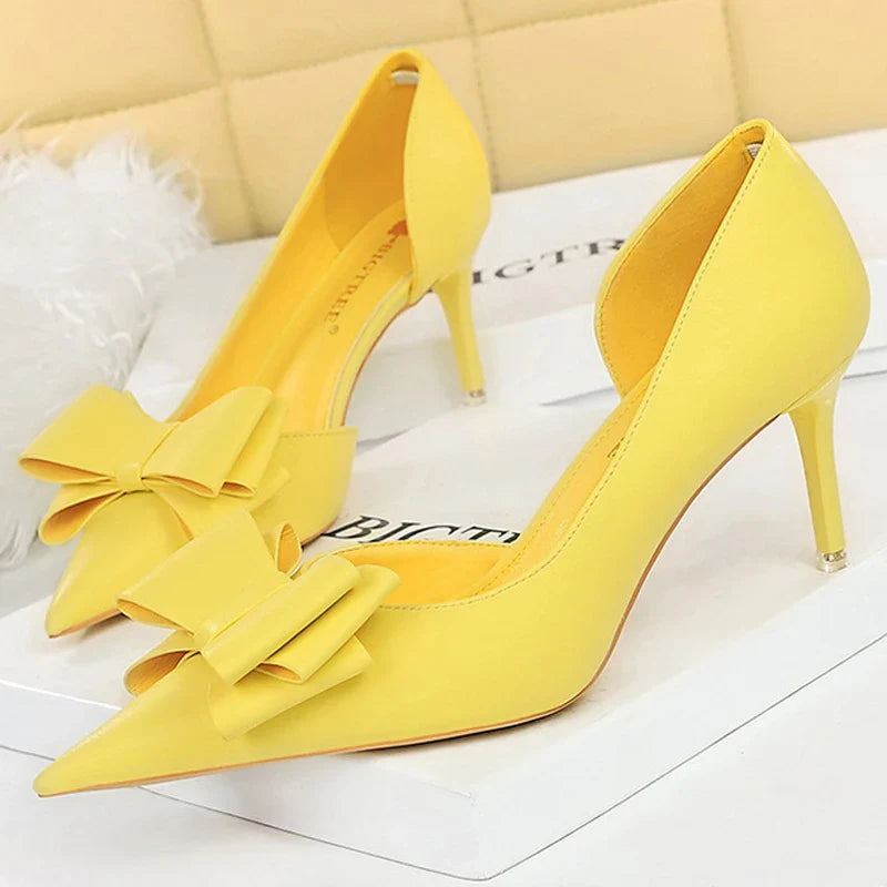 Shoes Bow-knot Woman Pumps Stiletto 10.5 Cm Women Basic Pump Pointed Toe Classic Pumps Sexy High Heels Women Shoes 2026