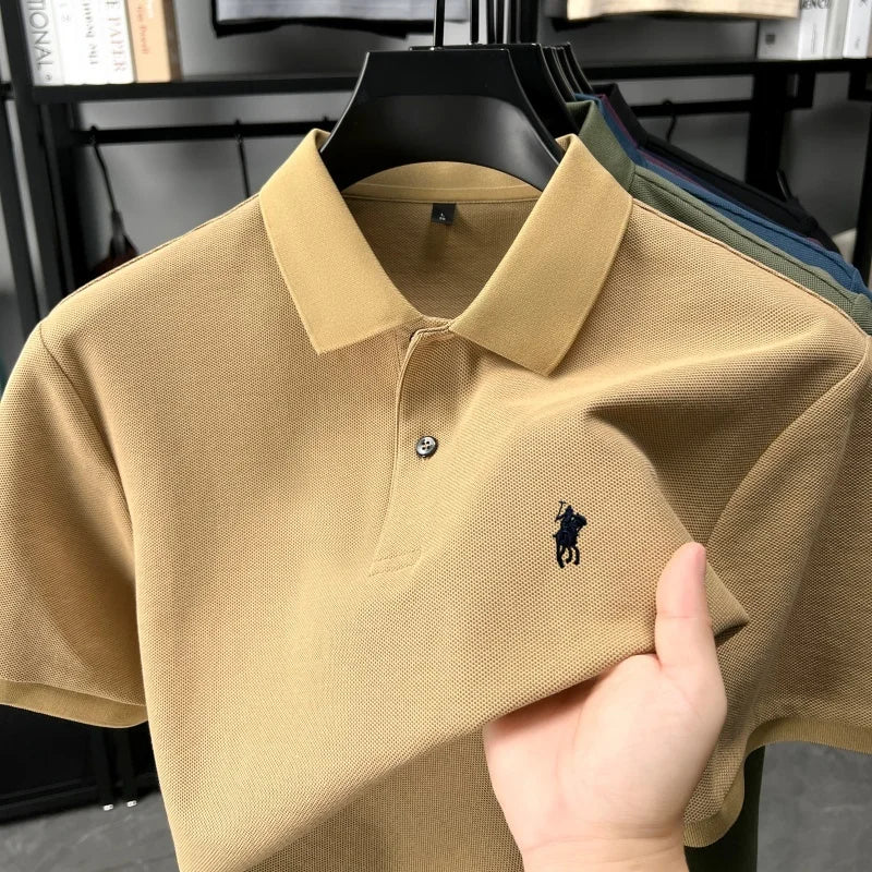 Designer brand 100% cotton short sleeve polo shirt luxury fashion pony embroidery men's business leisure summer new Paul T-shirt