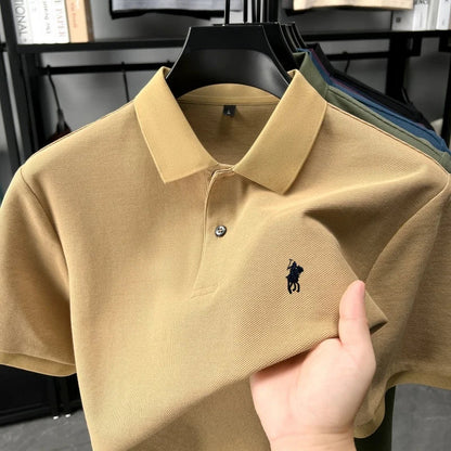 Designer brand 100% cotton short sleeve polo shirt luxury fashion pony embroidery men's business leisure summer new Paul T-shirt