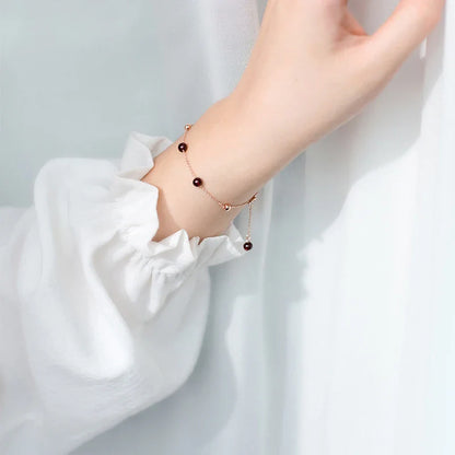 Fashion Rose Gold Color Purple Crystal Bracelet For Women Lucky Classic 925 Sterling Silver Bead Charm S925 Fine Jewelry