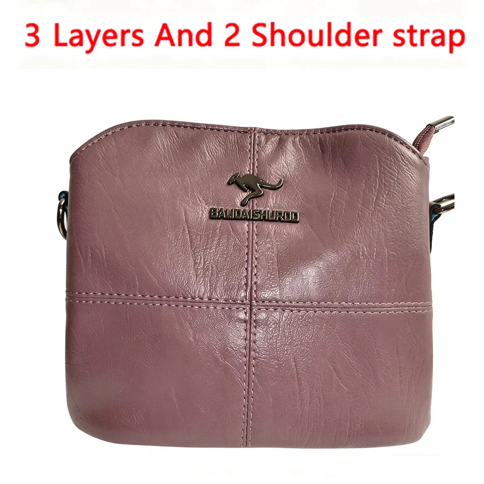 Genuine Soft Pu Leather Handbags for Women Vintage Shoulder Tote Bag Luxury Designer Ladies Large Capacity Purse Bags Sac A Main