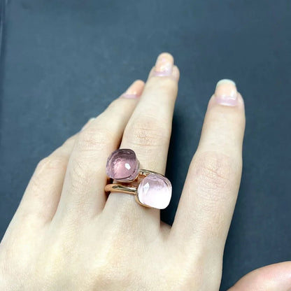 2Pcs/Set Fashion Stacked Candy Ring Women Mix Color Crystal Jewelry 30 Colors Trendy Gift for Valentine's Day