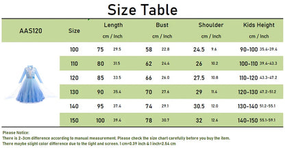Halloween Girls Elsa Dress With Floor Length Cloak Child Long Sleeve Print Princess Frocks Kids Carnival Party Elegant Gown