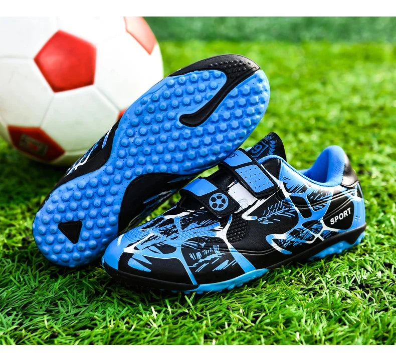Kids Soccer Shoes Outdoor Non-Slip Football Sports Shoes Boy Training Shoes Child HOOK&LOOP Lightweight Children's Soccer Cleats