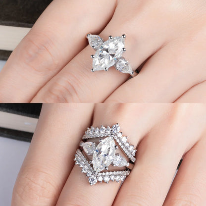 4cttw Marquise Cut D Color Moissanite Diamond Engagement 925 Sterling Silver Rings For Women Jewelry Wholesale