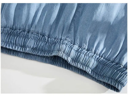 Women's Female High Elastic Waist Thin Loose Denim Pants