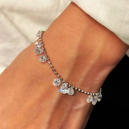 100% S925 Silver High Carbon Diamond Bead Bracelets Necklace Sparkling Zircon Hand Chain for Women Party Fine Jewelry Gift