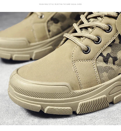 Military Boots for Men Autumn High Top Camouflage Desert Casual Flats Mens Boot Breathable Non Slip Work Shoes Zapatillas Hombre