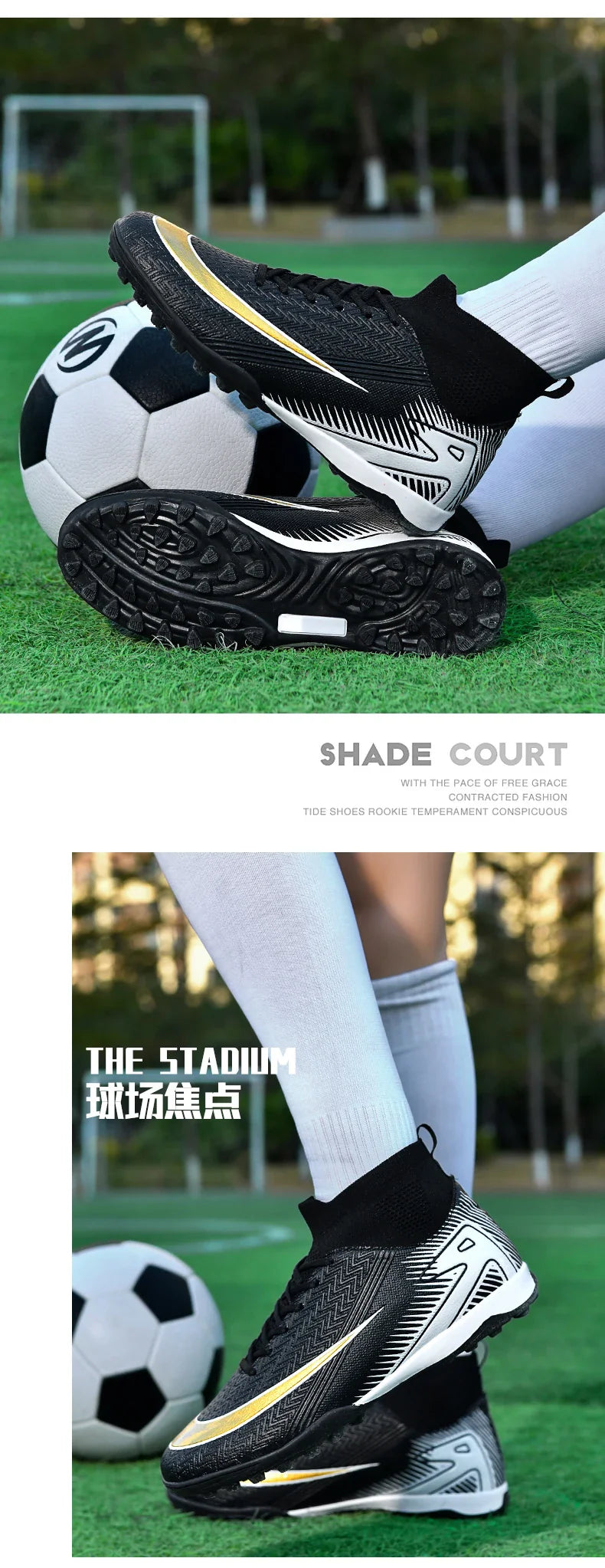 High Top Men Soccer Shoes Professional Football Boots Breathable Wear Resistant Training Match Sneakers Non Slip for Adult Sport
