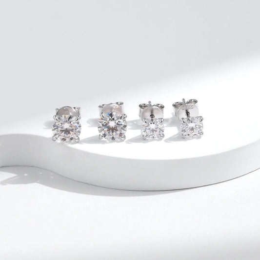 D Color 1CT Moissanite Stud Earrings 925 Sterling Silver Wedding Engagement Lab Created Diamond Jewelry For Women Gift