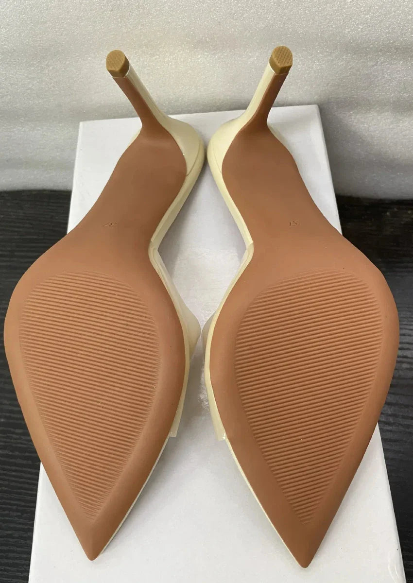 Novas Sandálias Femininas de Salto Alto de Verão Simples Transparentes de Salto Alto, Chinelos de Salto Agulha, Bico Fino, Aberto na Frente, Mules