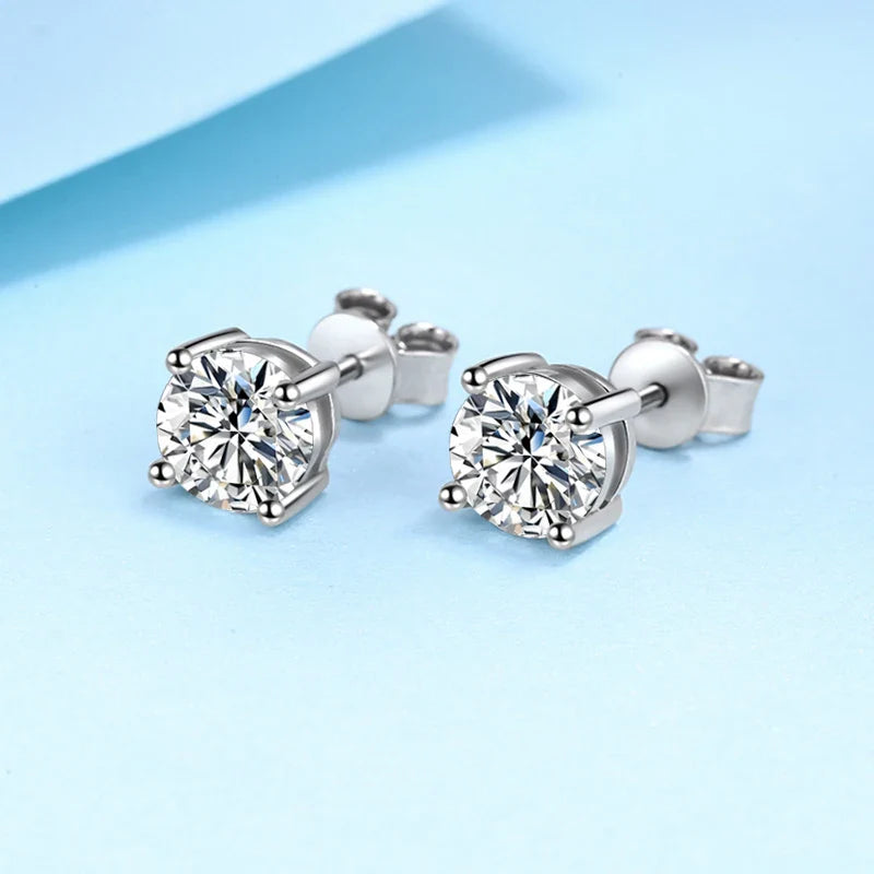 0.1ct-5ct D Moissanite Stud Earrings Lab Diamond 925 Sterling Silver with White Gold Plated Wedding Jewelry for Women Man