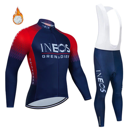 Ineos Grenadier Pro Team Tricuta Cycling Man 2022 Men's Bicycle Clothing Gel Clothes Jacket Bib Jersey Set Winter fleece Suit