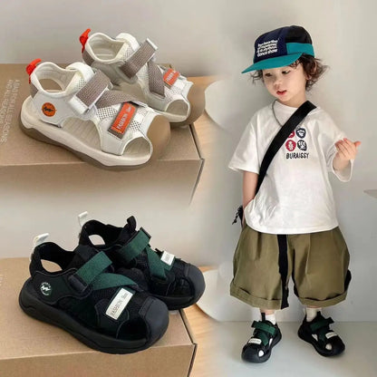 Boys' Sandals Children's Toddler Shoes 1-12 Years Beige Children's Beach Sandals Black Versatile Casual Kids' Sports Sandals