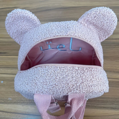 Cute Bear Plush Backpack Embroidered Name Autumn Winter Kids Outdoor Shoulder Bags Custom Personalized Children's Gift Bags