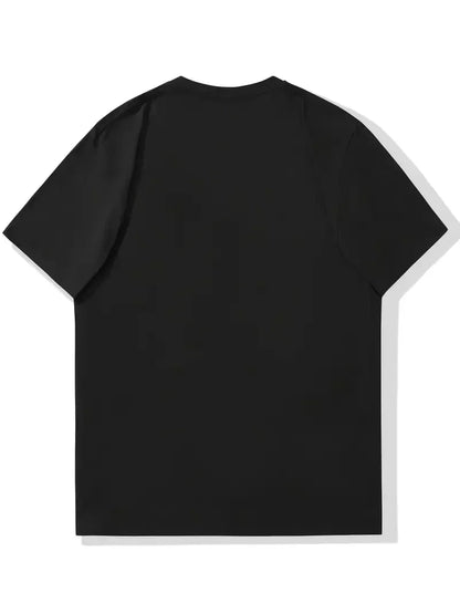 Men's summer 100% pure cotton fashionable casual loose sports yin-yang tree pattern print round neck short sleeved T-shirt top