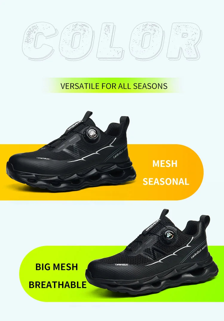 Rotary Button Design for Professional Use Men's Safety Work Shoes Anti-Impact Anti-Piercing Fashionable Sports Style