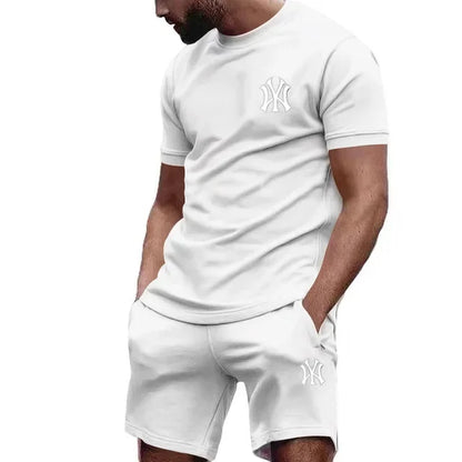 men's two-piece sportswear short sleeved T-shirt and pants set running and fitness sportswear summer