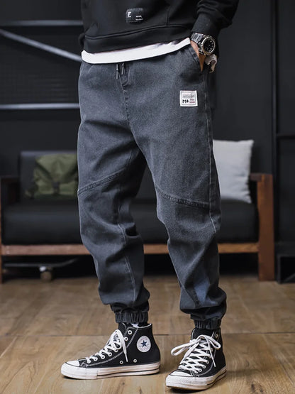 Calça Jeans Masculina Plus Size Solta Jogger Streetwear Harem Cargo Jeans Calças Jeans na Altura do Tornozelo
