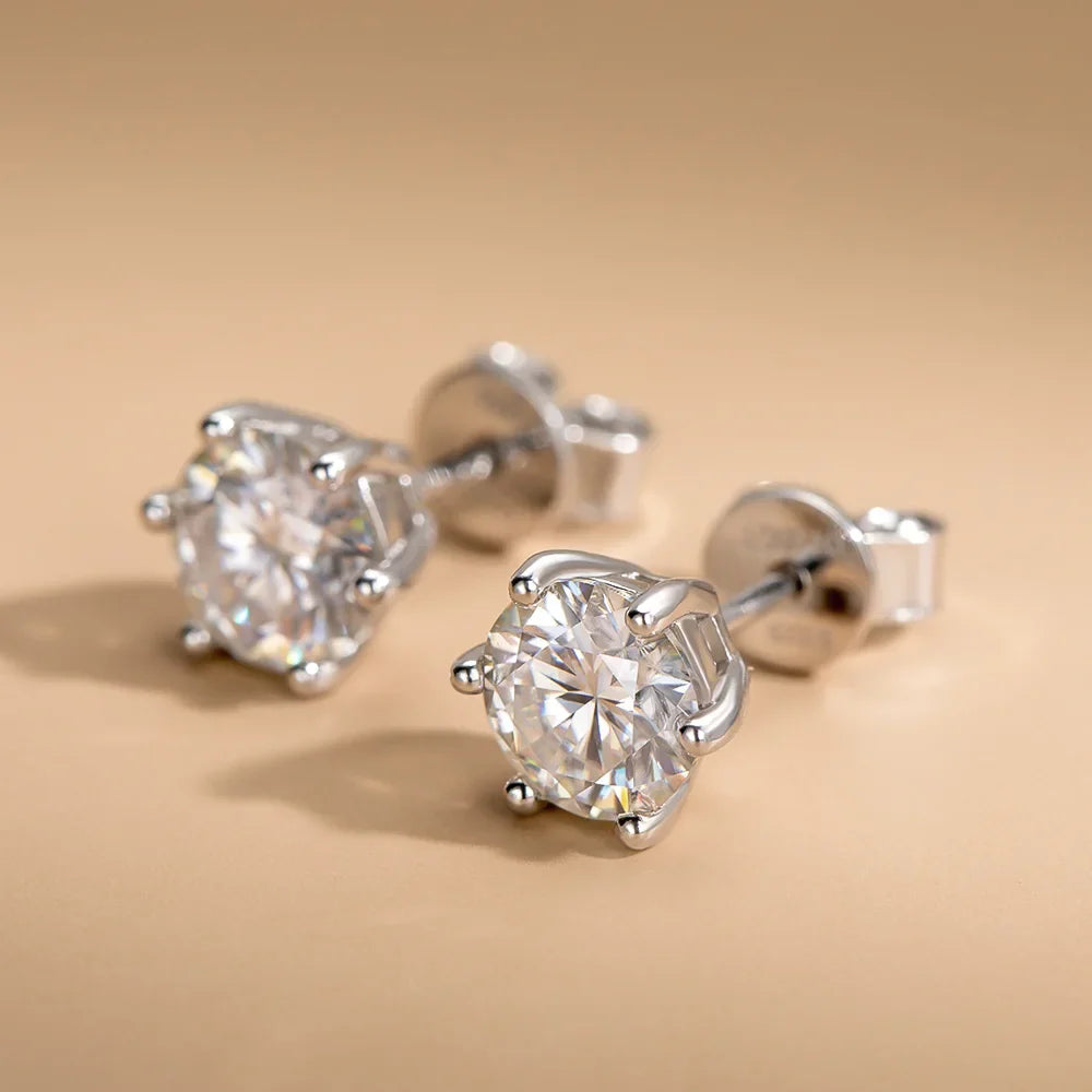 Moissanite Stud Earrings D Color 0.5-2 Carat 925 Sterling Silver Gold Plated Moissanite Earrings For Women Wedding Party