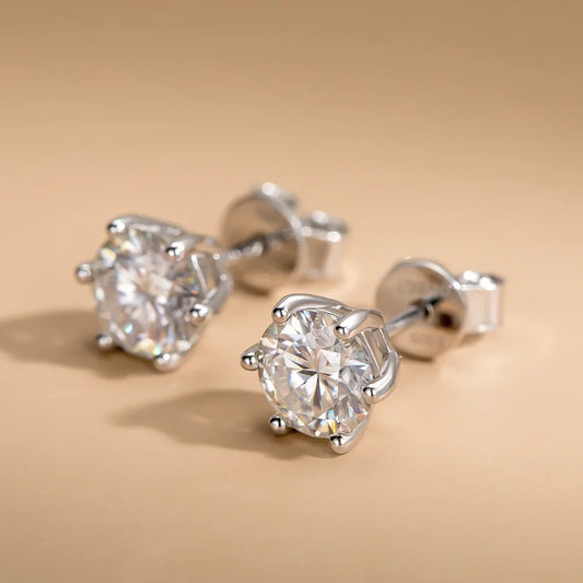 Moissanite Stud Earrings D Color 0.5-2 Carat 925 Sterling Silver Gold Plated Moissanite Earrings For Women Wedding Party