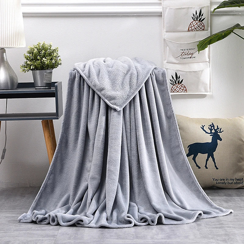 Solid Color Flannel Blanket Soft Warm Coral Fleece Velvet Blanket Winter Sheet Sofa Office Air Conditioning Yoga Nap Blanket