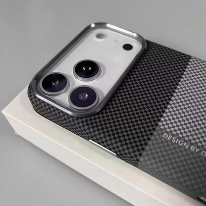 Magnetic Pixel Grid Texture Phone Case for IPhone 17 16E 15 14 Pro Max Metal Lens Buttons Slim Hard Protect Cover