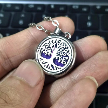 New Tree Of Life Aromatherapy Necklace Stainless Steel Essential Oil Diffuser Amulet Perfume Locket Pendant Women Jewelry Gift