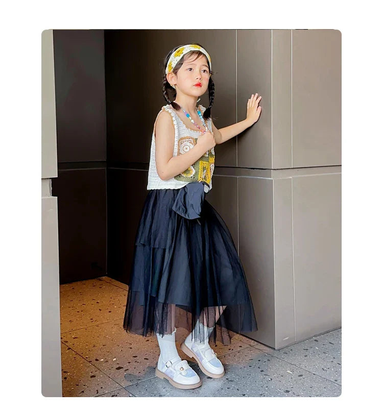 Toddler Girls Elegant Glossy Mesh Mary Jane Flats Flower Buckle Strap Heart Pattern Chunky Sole Comfortable Party School Shoes