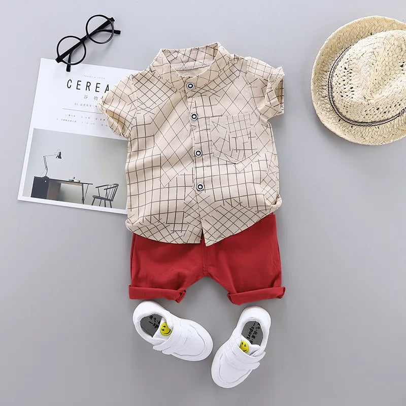 2024 Summer Casual Clothes Fashion Baby Boy's Suit Set Top Shorts 2PCS Baby Clothing Set For Boys Infant Suits Kids Clothes