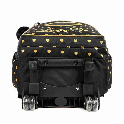 Children's Wheeled Backpack Bag Set with Lunch Box School Rolling Backpack Bag with Wheels School Trolley Backpack Bag for Girls