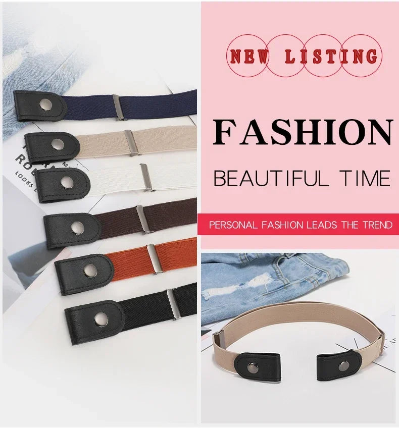 Buckle-Free Belt For Jean Pants,Dresses,No Buckle Stretch Elastic Waist Belt For Women/Men,No Bulge,No Hassle Waist Belt
