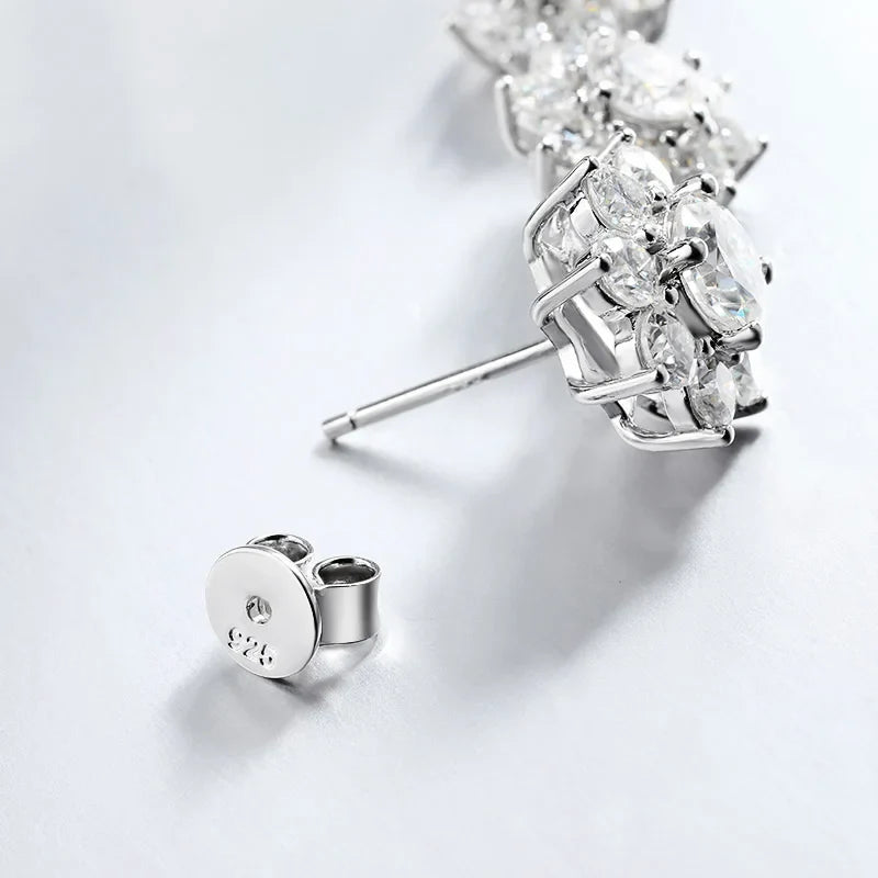 Luxury Sunflower 2.8-5.8cttw Full D Color Moissanite Drop Earrings for Women S925 GRA Certified Diamond Tassel Earring Gift