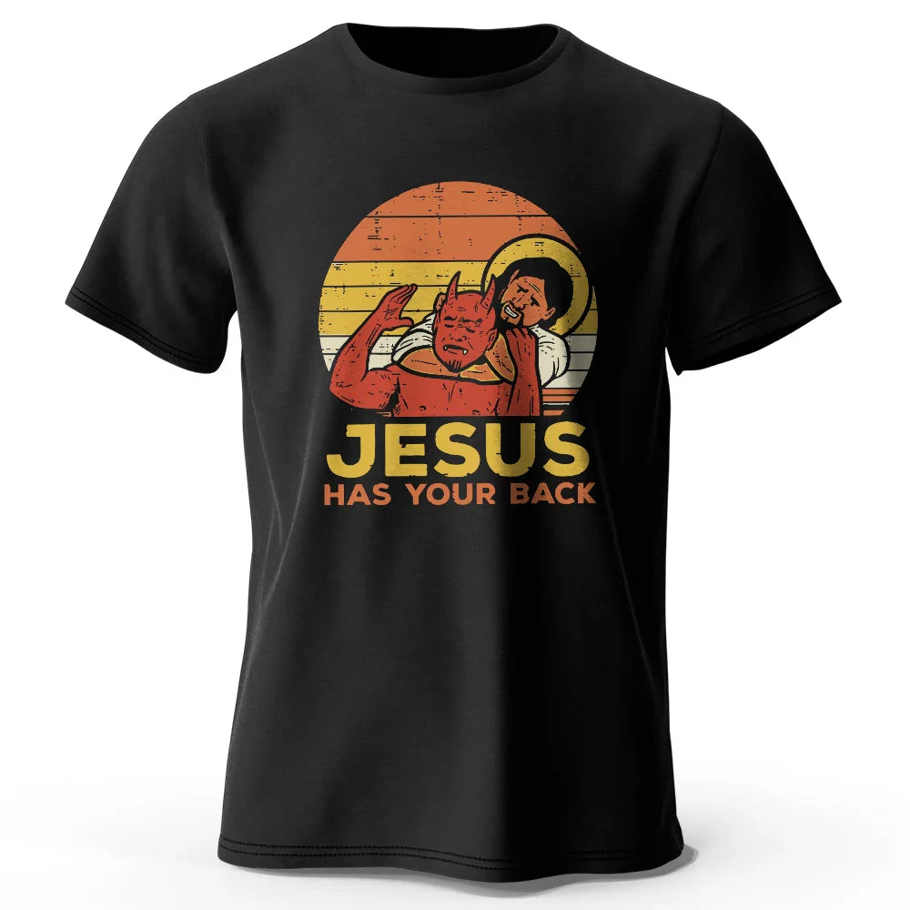Funny Jesus Printed 100% Cotton T-Shirt, Soft & Breathable Round Neck Short Sleeve Tee, Unisex Quirky & Humorous Style